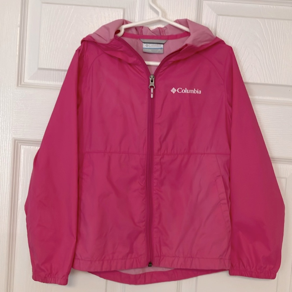Columbia Wind Jacket Girls Size XS 6 6x Bright Pink. Lightweight. Like new.